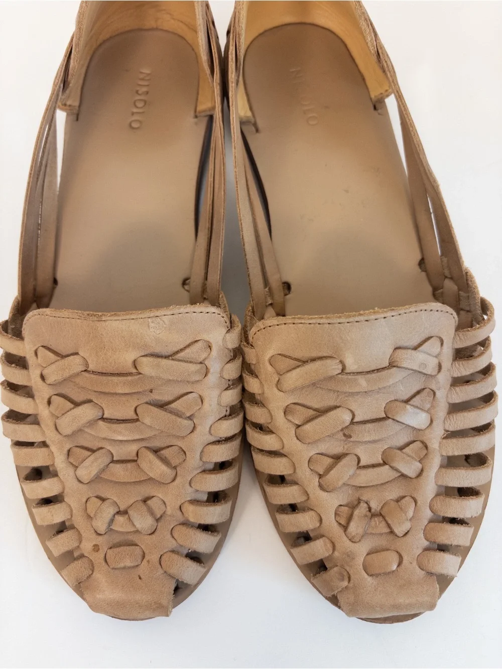Nisolo Huarache Tan Woven Leather Leather Flats
